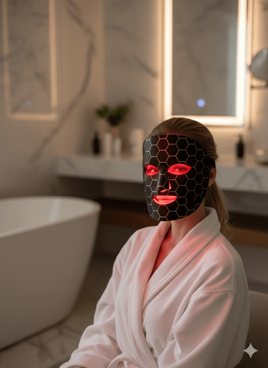Morning skincare routine with LED THERAPY MASK